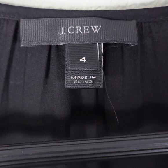 J.Crew Tassel Blouse Black Lightweight Size 4 Travel Packable - Picture 6 of 8